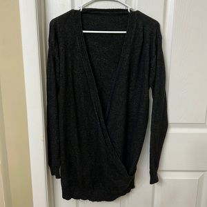 Black oversized crossover sweater